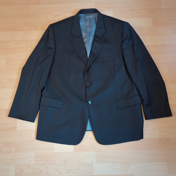 Jack Victor Blue Black Pinstripe Wool Blazer Suit Jacket - Picture 10 of 11